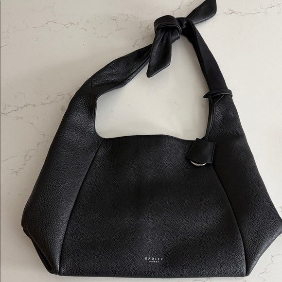 Handbags - Radley Black Pebbled Leather Knot-Handle Shoulder Bag-new